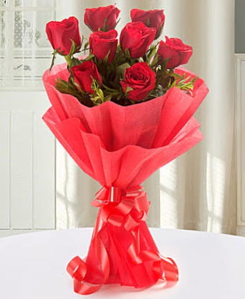 9 adet kırmızı gülden modern buket  Kütahya online çiçek gönderme sipariş 