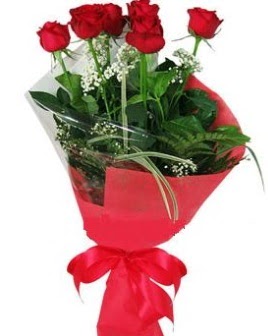 5 adet kırmızı gülden buket  Kütahya çiçek siparişi sitesi 