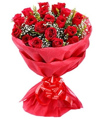 21 adet kırmızı gülden modern buket  Kütahya uluslararası çiçek gönderme 